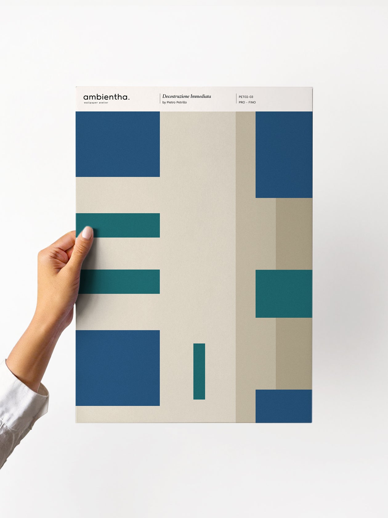 Campione della carta da parati Decostruzione Immediata in stile geometrico, rettangoli colorati - Ambientha
