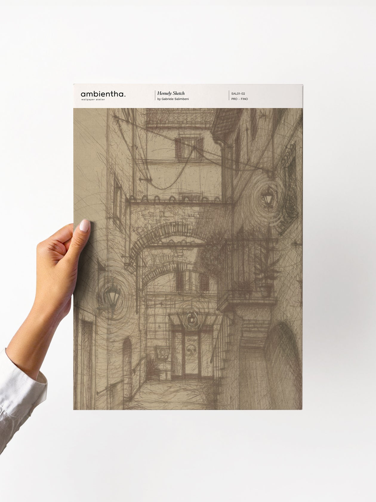 Campione della carta da pararti Homely Sketch disegnata a mano, scorci italiani - Ambientha