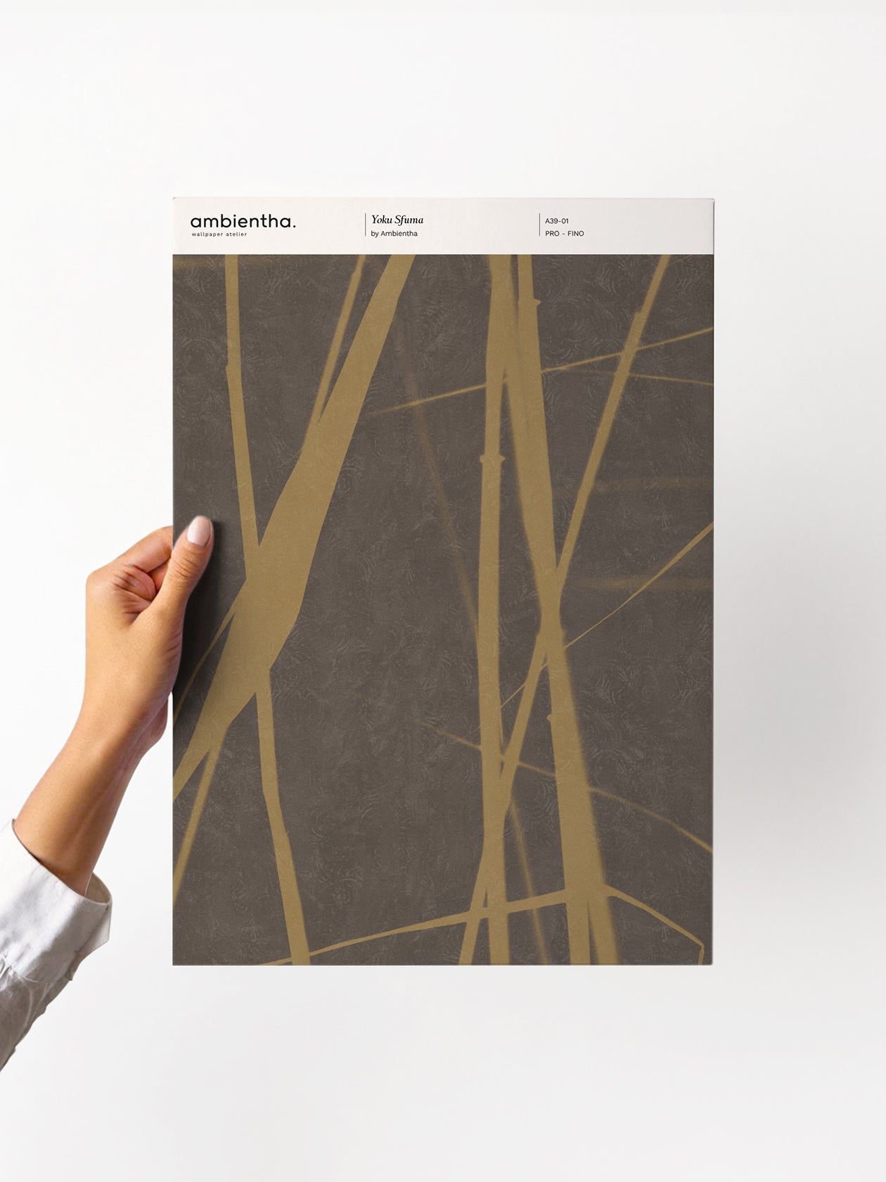 Campione della carta da parati Yoku Sfuma in stile japanese marrone con bambù - Ambientha