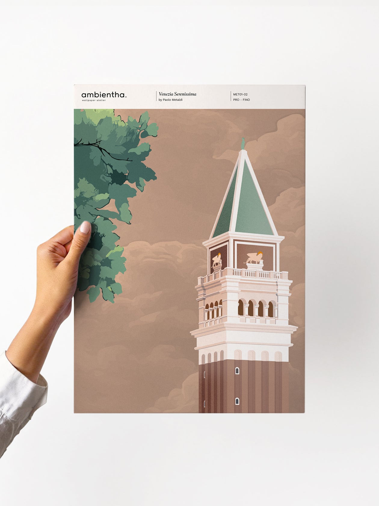 Campione della carta da parati Venezia Serenissima in stile panoramico beige - Ambientha