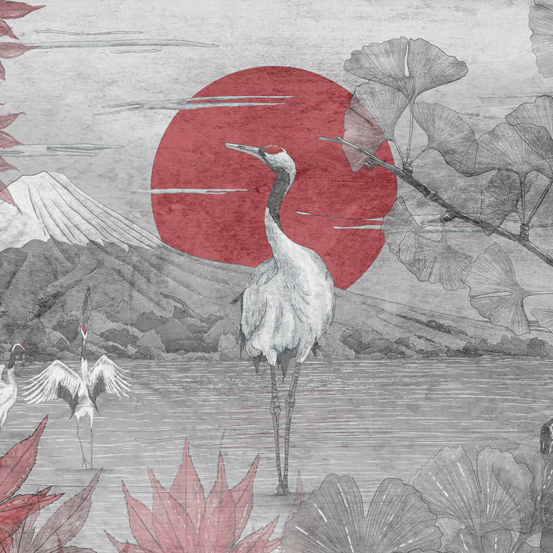 carta da parati japanese grigio rosso