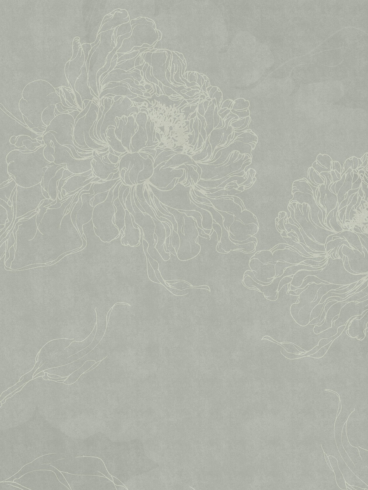 Carta da parati​ Botan Matcha in stile japanese, con peonie - Ambientha