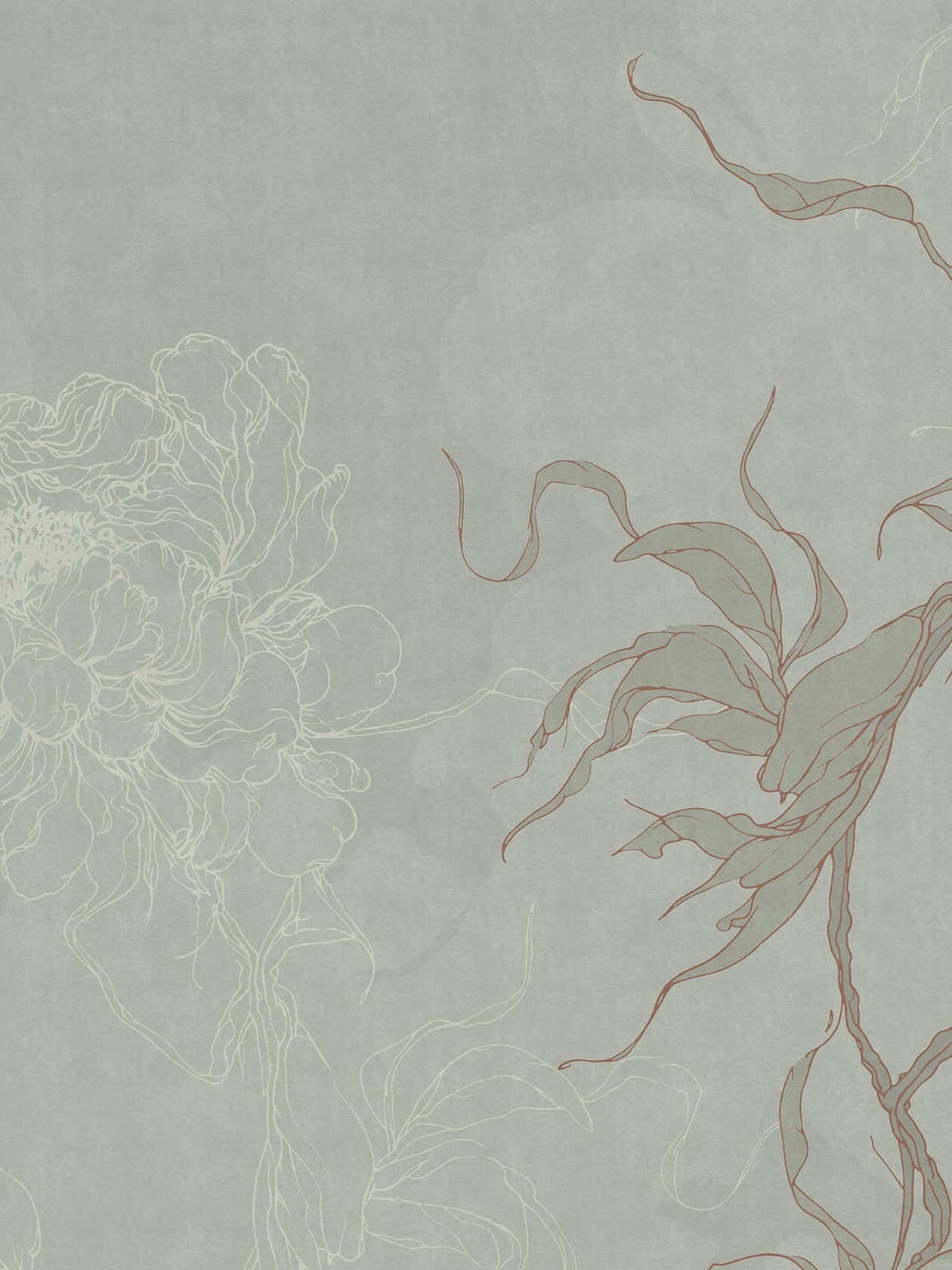 Carta da parati​ Botan Matcha in stile japanese, color salvia - Ambientha