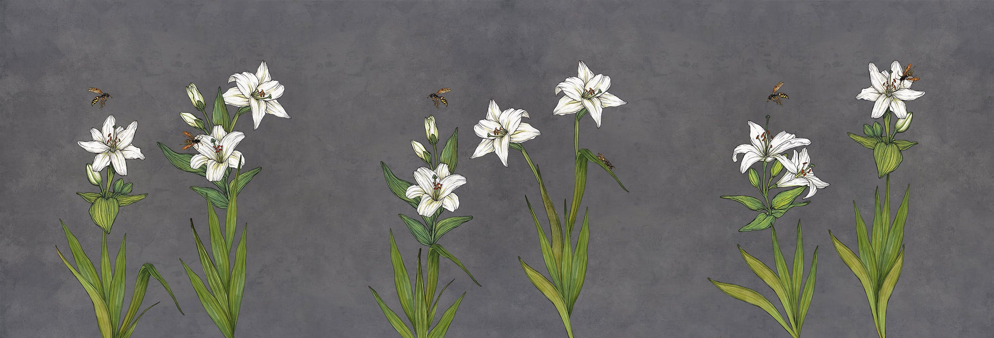 carta da parati fiori grandi lily concrete