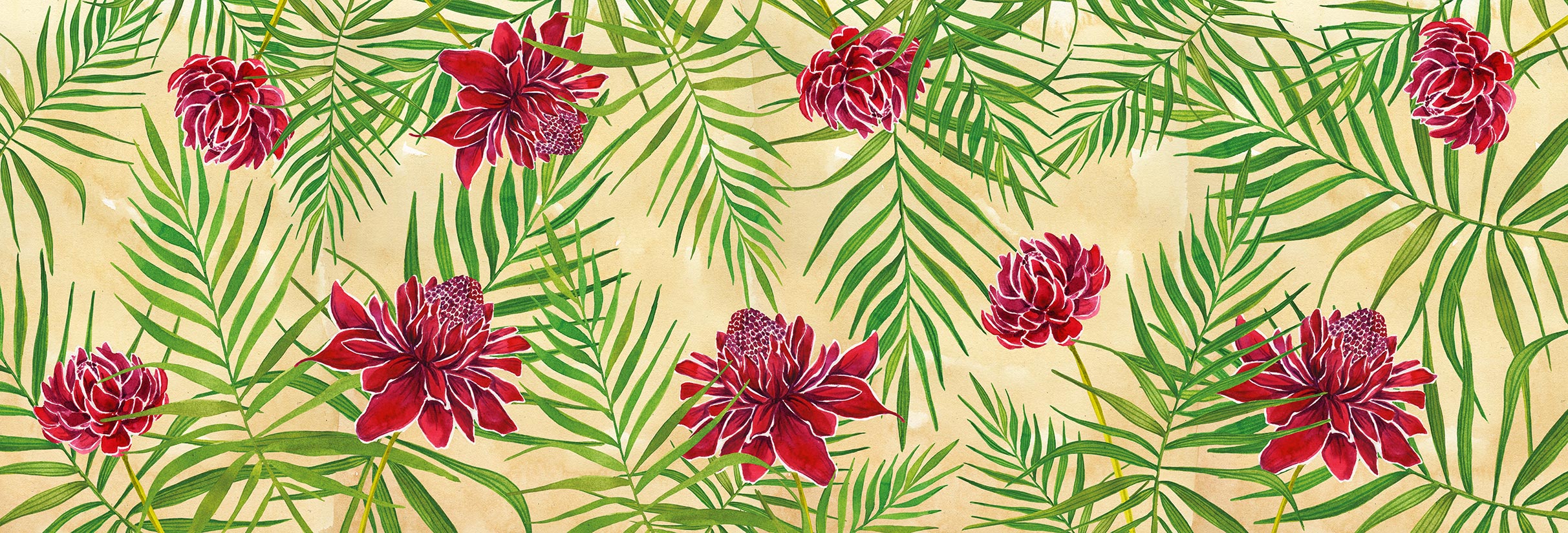 Non-woven wallpaper design Red Blooming to personalize your interiors